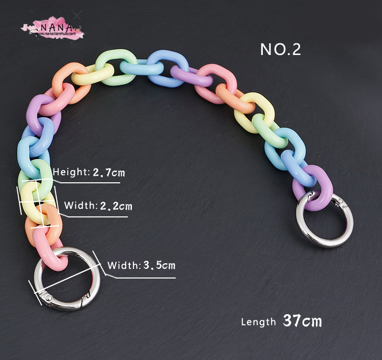 Rainbow Acrylic High Quality Purse Chain, Metal Shoulder Handbag Strap, Metal Crossbody Bag Chain Strap, LD-1847