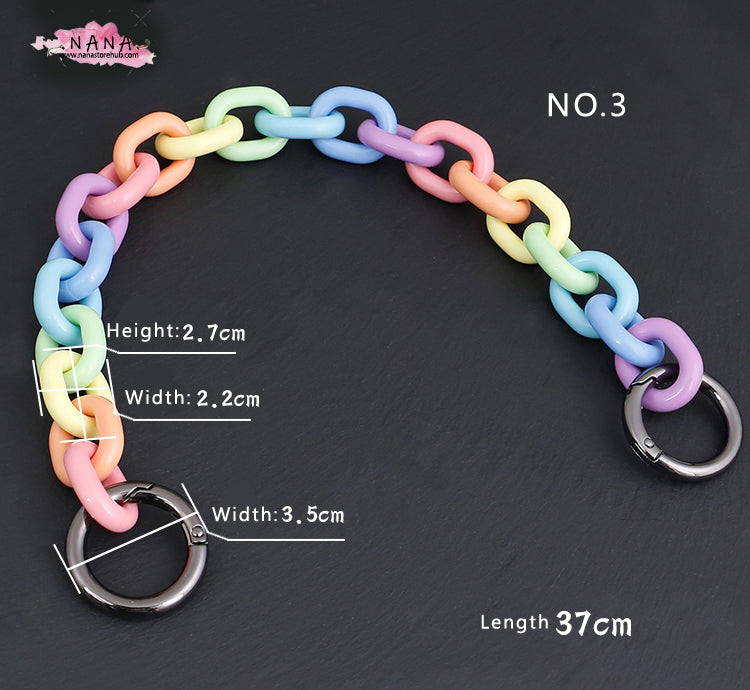 Rainbow Acrylic High Quality Purse Chain, Metal Shoulder Handbag Strap, Metal Crossbody Bag Chain Strap, LD-1847