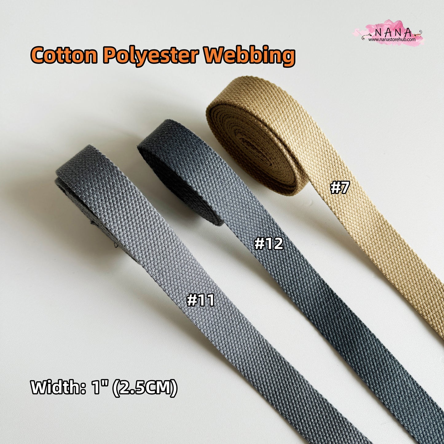 23 Color, 1 Inch Cotton Webbing  Heavy Duty Bag handles, bag strap for tote bag Upholstery Webbing ,JD-1867