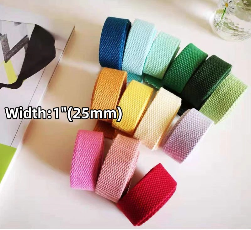 23 Color, 1 Inch Cotton Webbing  Heavy Duty Bag handles, bag strap for tote bag Upholstery Webbing ,JD-1889