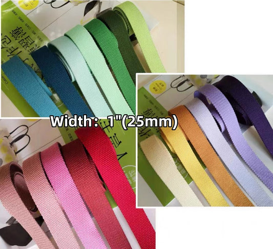 23 Color, 1 Inch Cotton Webbing  Heavy Duty Bag handles, bag strap for tote bag Upholstery Webbing ,JD-1889