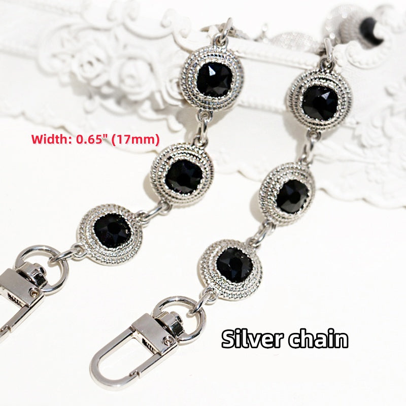 17mm Glass Drill  High Quality Purse Chain,Alloy and Glass Drill, Metal Shoulder Handbag Strap,Bag Strap, Bag Accessories, JD-1932