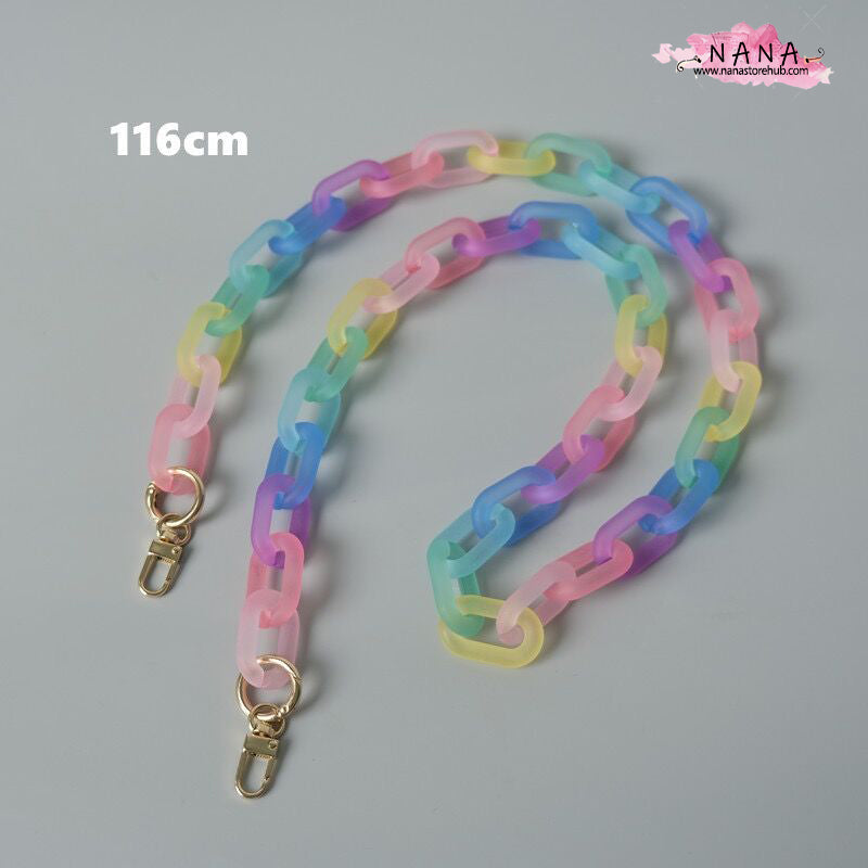 Vibrant and Stylish: Matte Rainbow Acrylic Purse Chain - Premium Metal Shoulder Handbag Strap - Versatile Metal Crossbody Bag Chain Strap - Model LD-1996