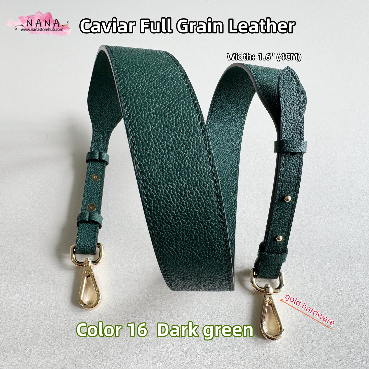 4CM Full Grain Leather Bag Strap,High Quality Caviar Leather Wrapping, Leather Shoulder Handbag Strap,Replacement Handle,JD-2011