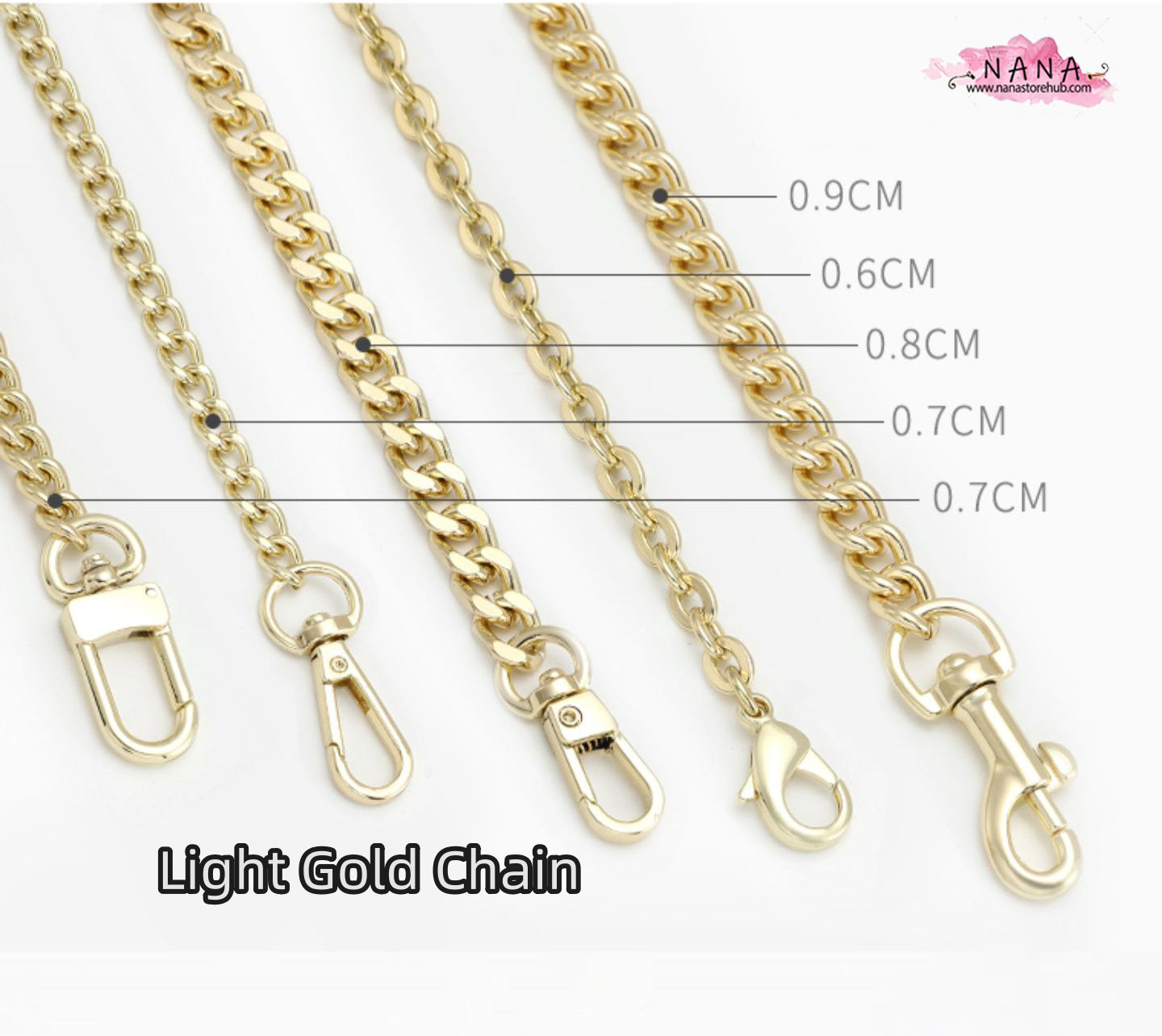 Light Gold High Quality Purse Chain Strap,Alloy and Iron, Metal Shoulder Handbag Strap,Purse Replacement Chains,bag accessories, JD-2363