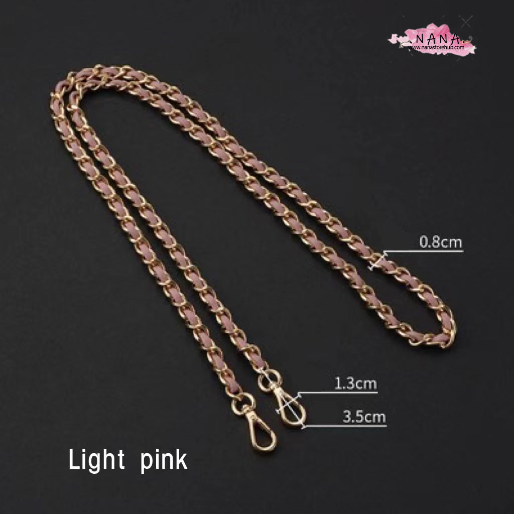 Versatile 8mm PU Leather & Copper Purse Chain in 8 Colors - Premium Metal Shoulder Handbag Strap for Bag Accessories, JD-2366