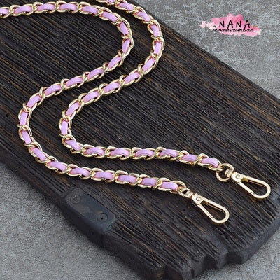 Versatile 8mm PU Leather & Copper Purse Chain in 8 Colors - Premium Metal Shoulder Handbag Strap for Bag Accessories, JD-2366