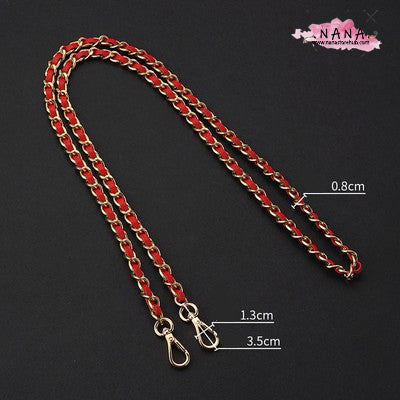 Versatile 8mm PU Leather & Copper Purse Chain in 8 Colors - Premium Metal Shoulder Handbag Strap for Bag Accessories, JD-2366