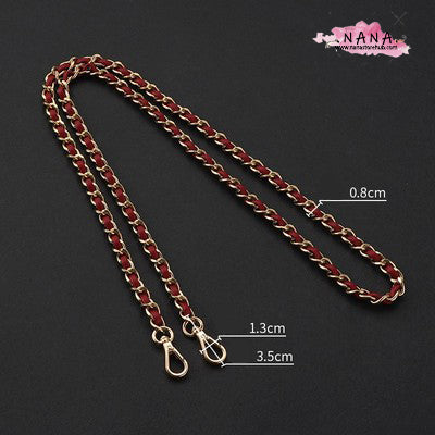 Versatile 8mm PU Leather & Copper Purse Chain in 8 Colors - Premium Metal Shoulder Handbag Strap for Bag Accessories, JD-2366