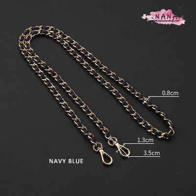 Versatile 8mm PU Leather & Copper Purse Chain in 8 Colors - Premium Metal Shoulder Handbag Strap for Bag Accessories, JD-2366