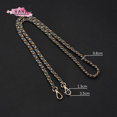 Versatile 8mm PU Leather & Copper Purse Chain in 8 Colors - Premium Metal Shoulder Handbag Strap for Bag Accessories, JD-2366