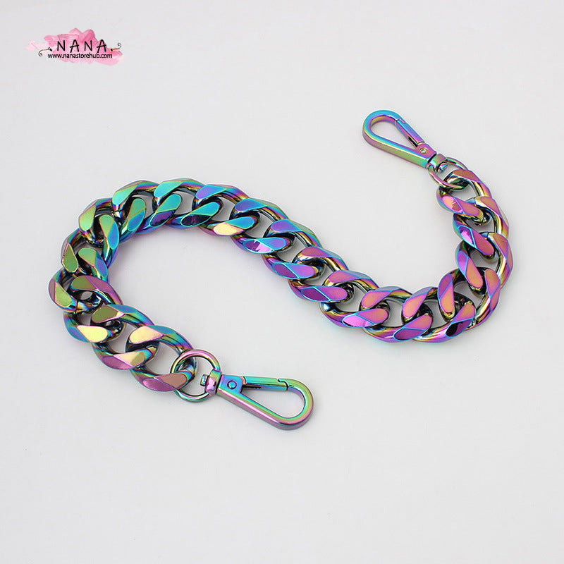 22MM, Rainbow High Quality Purse Chain, Metal Shoulder Handbag Strap, Replacement Handle Chain, Metal Crossbody Bag Chain Strap,JD-2376