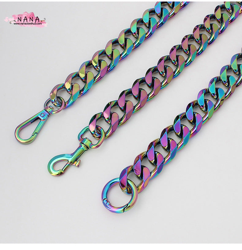 22MM, Rainbow High Quality Purse Chain, Metal Shoulder Handbag Strap, Replacement Handle Chain, Metal Crossbody Bag Chain Strap,JD-2376