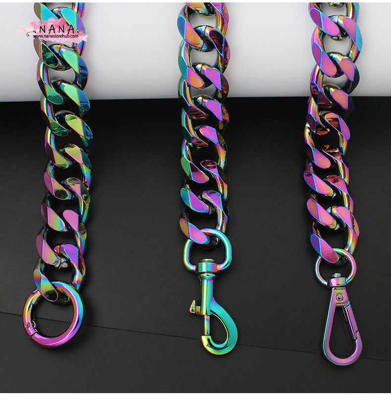 22MM, Rainbow High Quality Purse Chain, Metal Shoulder Handbag Strap, Replacement Handle Chain, Metal Crossbody Bag Chain Strap,JD-2376