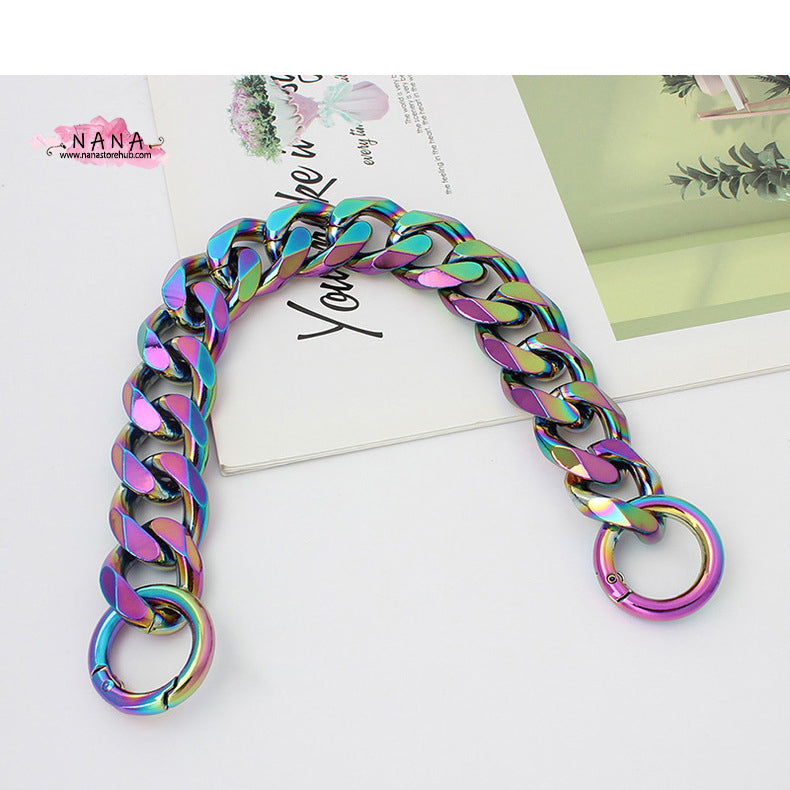 22MM, Rainbow High Quality Purse Chain, Metal Shoulder Handbag Strap, Replacement Handle Chain, Metal Crossbody Bag Chain Strap,JD-2376