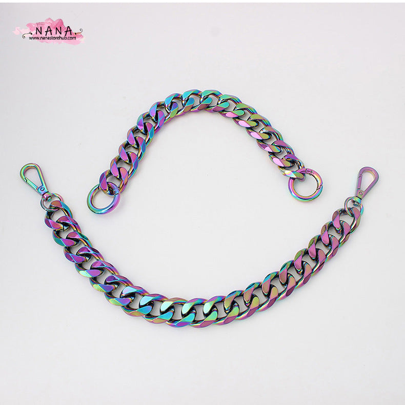 22MM, Rainbow High Quality Purse Chain, Metal Shoulder Handbag Strap, Replacement Handle Chain, Metal Crossbody Bag Chain Strap,JD-2376