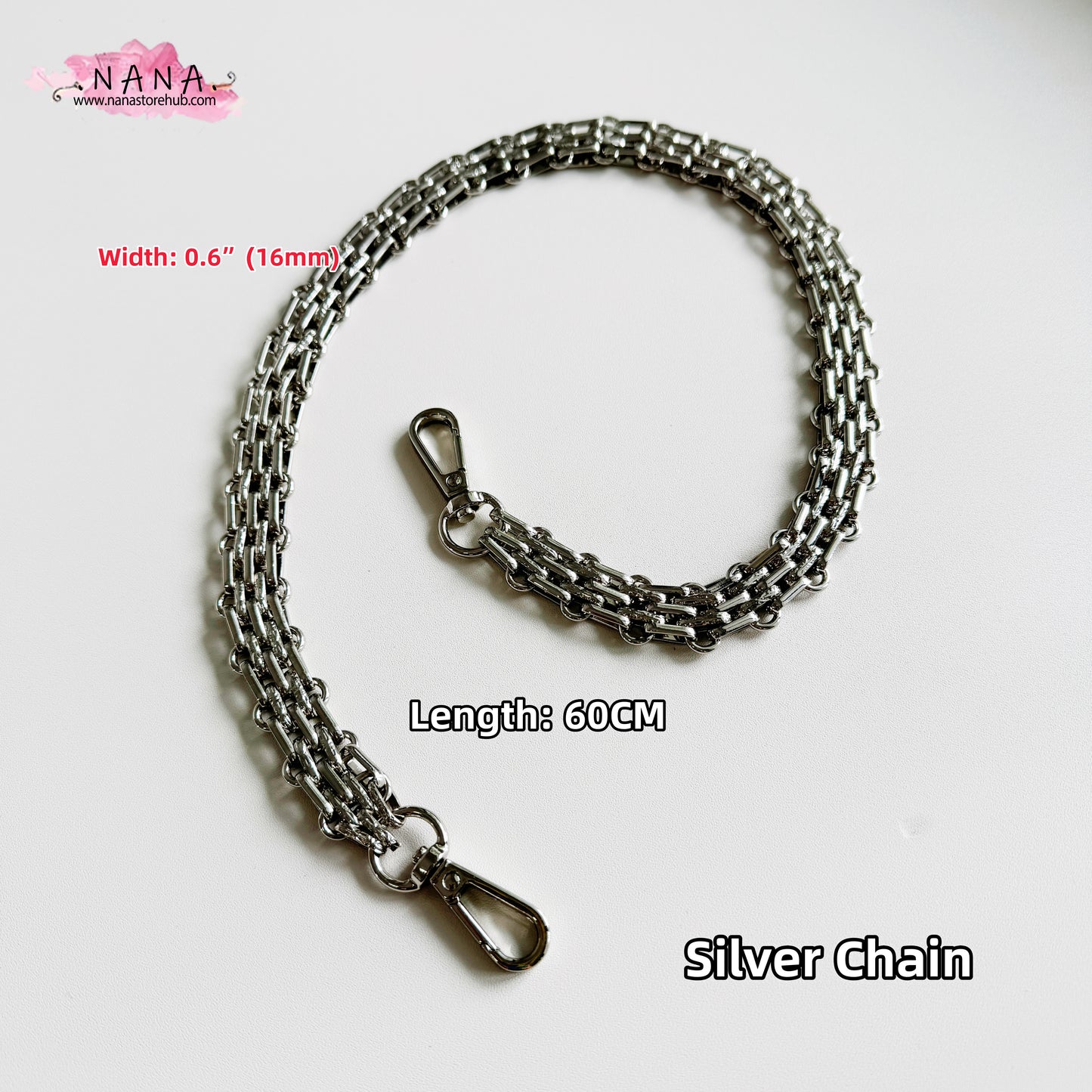 16mm Silver High Quality Purse Chain Strap,Alloy and Iron,Metal Shoulder Handbag Strap,Purse Replacement Chains,bag accessories, JD-2381