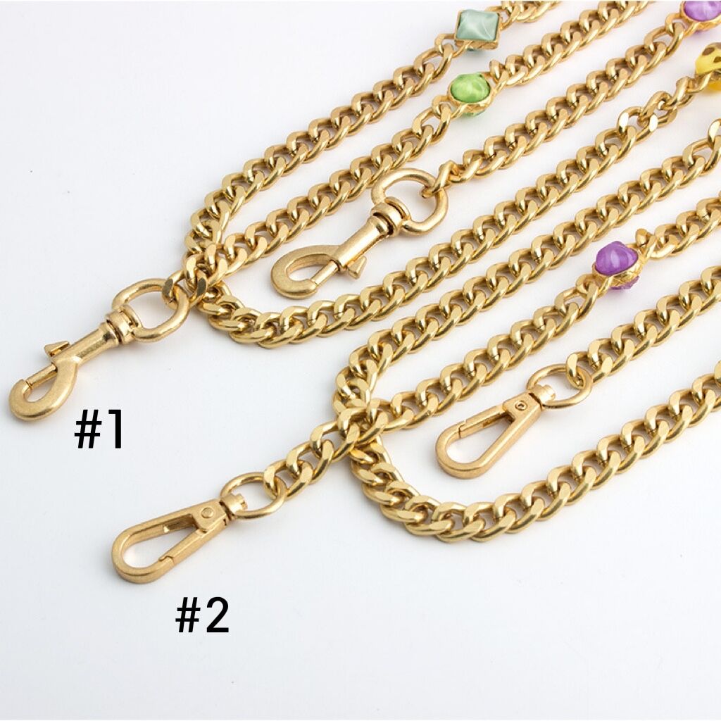 11mm Satin Gold High Quality Purse Chain,Alloy and Glass Drill, Metal Shoulder Handbag Strap,Bag Strap, Bag Accessories, JD-2382