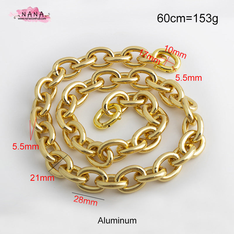 21mm Gold High Quality Purse Chain, Metal Shoulder Handbag Strap, Replacement Handle Chain, Metal Crossbody Bag Chain Strap,JD-2392