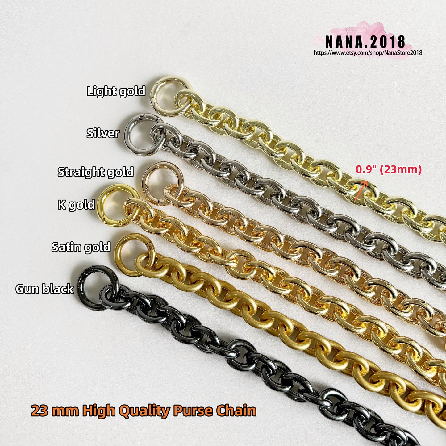 21mm Gold High Quality Purse Chain, Metal Shoulder Handbag Strap, Replacement Handle Chain, Metal Crossbody Bag Chain Strap,JD-2392