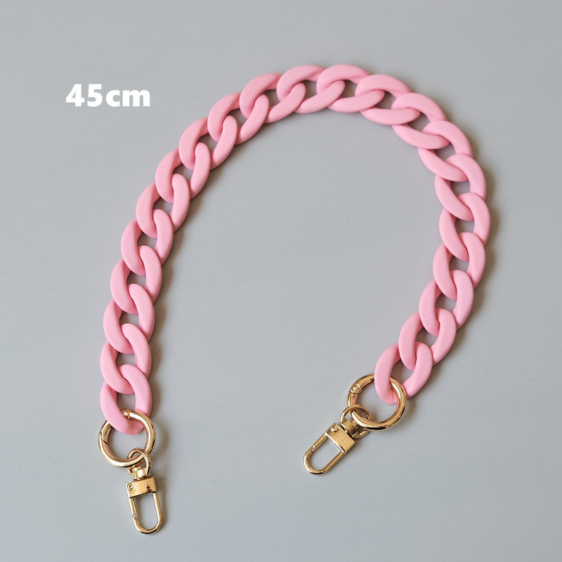 Rubber Pink Acrylic High Quality Purse Chain,Metal Shoulder Handbag Strap,Replacement Handle Chain,Metal Crossbody Bag Chain Strap LD-2480