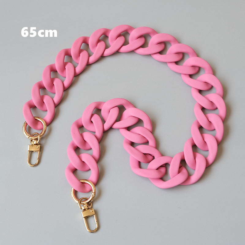 Rubber Pink Acrylic High Quality Purse Chain,Metal Shoulder Handbag Strap,Replacement Handle Chain,Metal Crossbody Bag Chain Strap LD-2480