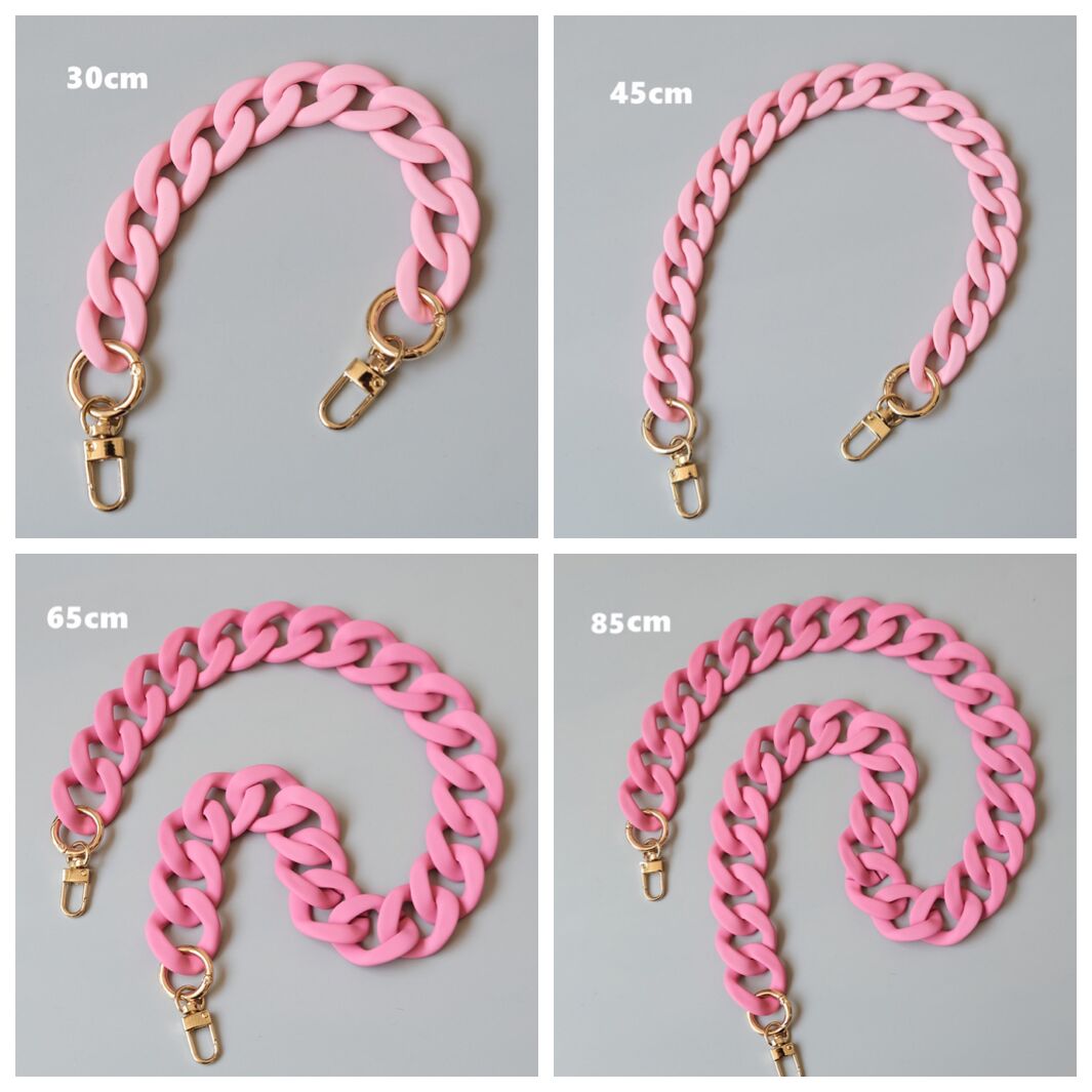 Rubber Pink Acrylic High Quality Purse Chain,Metal Shoulder Handbag Strap,Replacement Handle Chain,Metal Crossbody Bag Chain Strap LD-2480