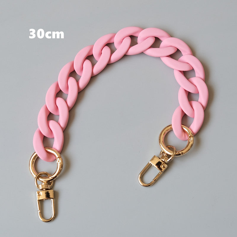 Rubber Pink Acrylic High Quality Purse Chain,Metal Shoulder Handbag Strap,Replacement Handle Chain,Metal Crossbody Bag Chain Strap LD-2480