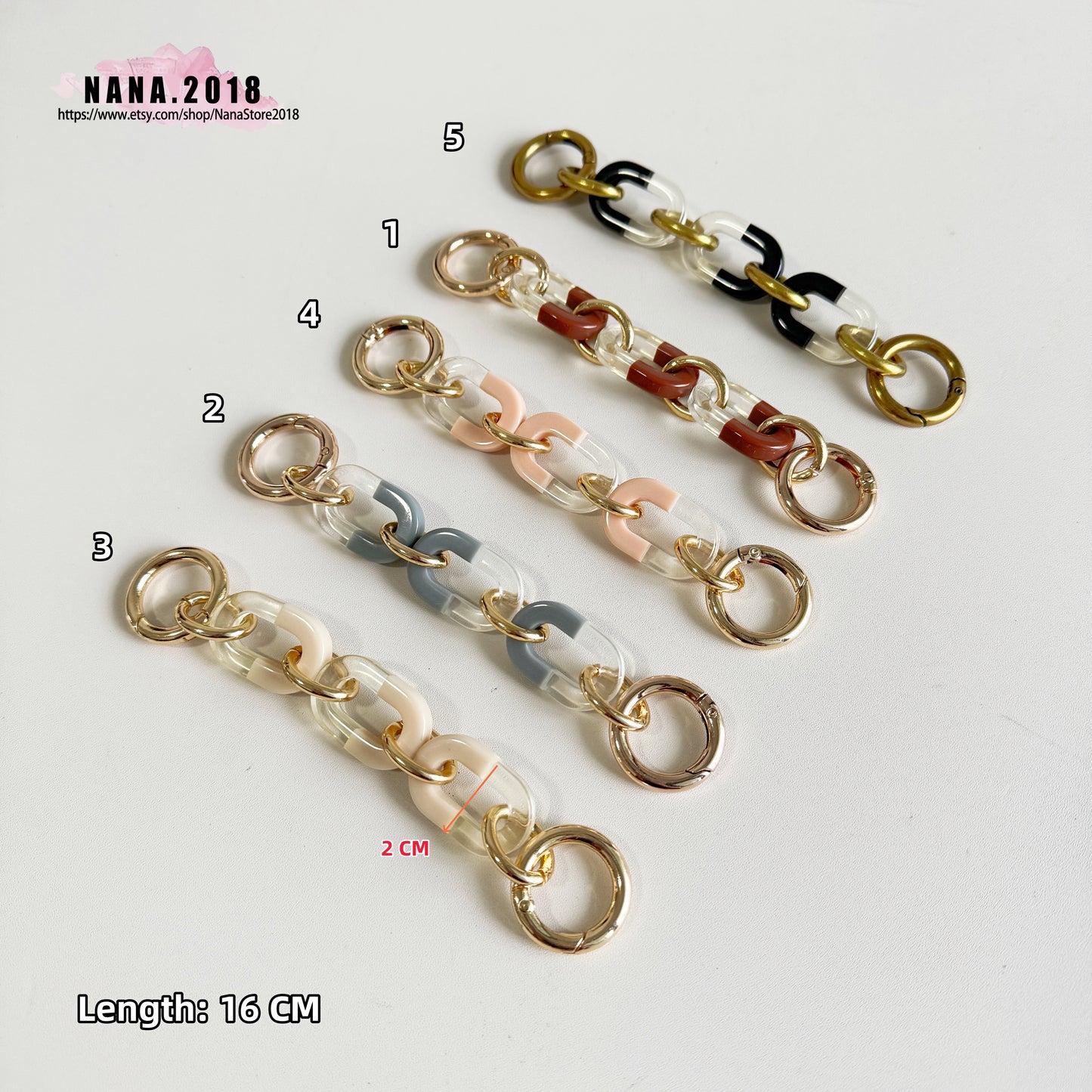 Acrylic High Quality Purse Extension Gold Chain,Alloy and Acrylic, Metal Shoulder Extension Handbag Strap,Bag Strap, Bag Accessories,JD-2546