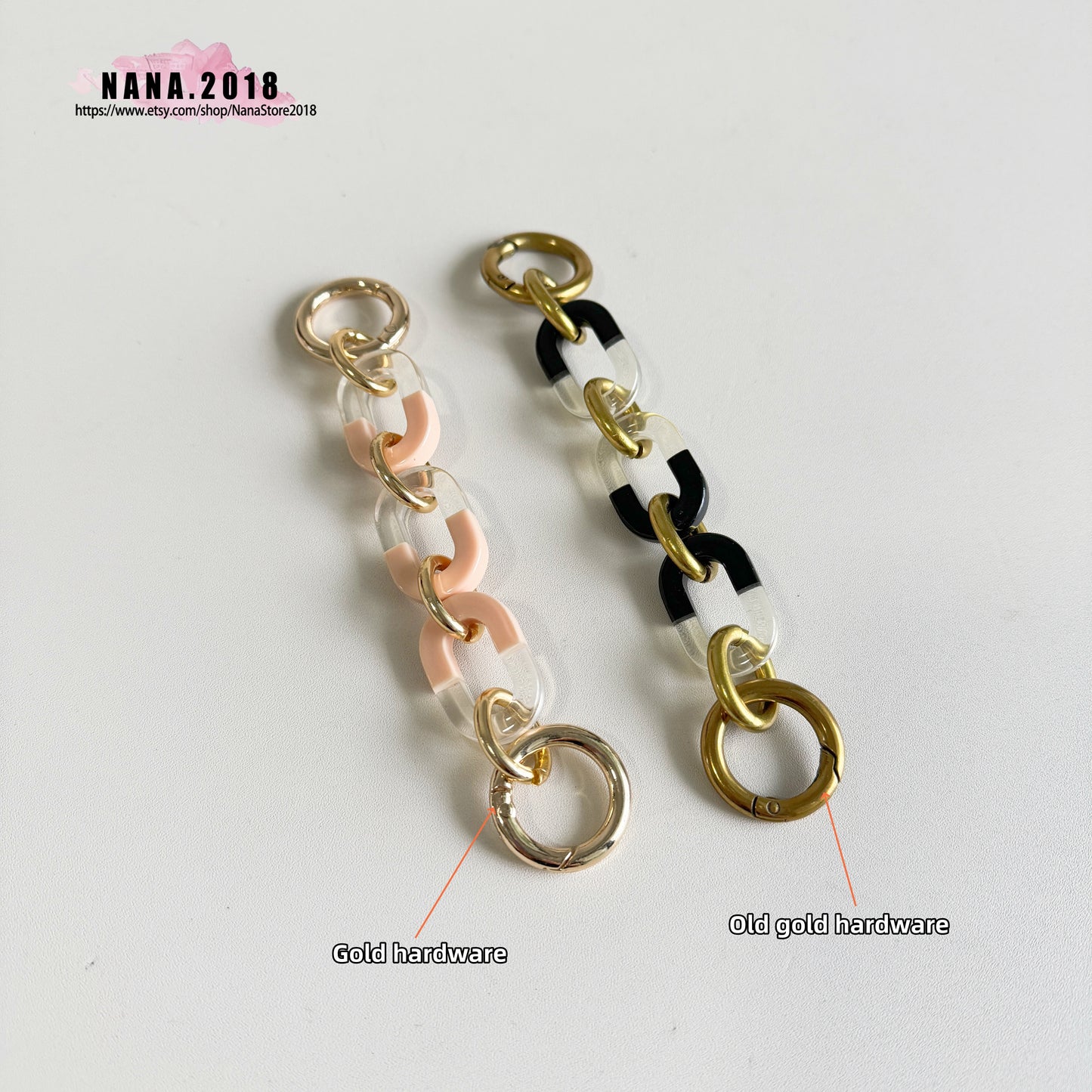 Acrylic High Quality Purse Extension Gold Chain,Alloy and Acrylic, Metal Shoulder Extension Handbag Strap,Bag Strap, Bag Accessories,JD-2546