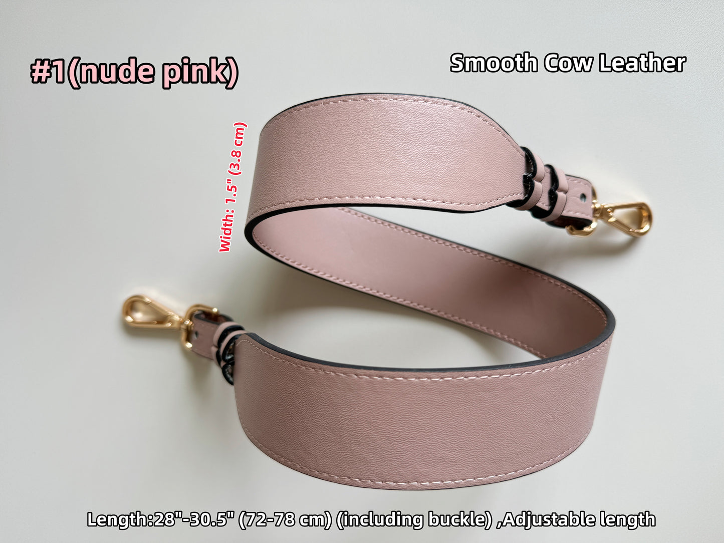 3.8CM High Quality Cow Leather Wrapping, Smooth Cow Leather Shoulder Handbag Strap, Replacement Handle , Bag Accessories, JD-2674