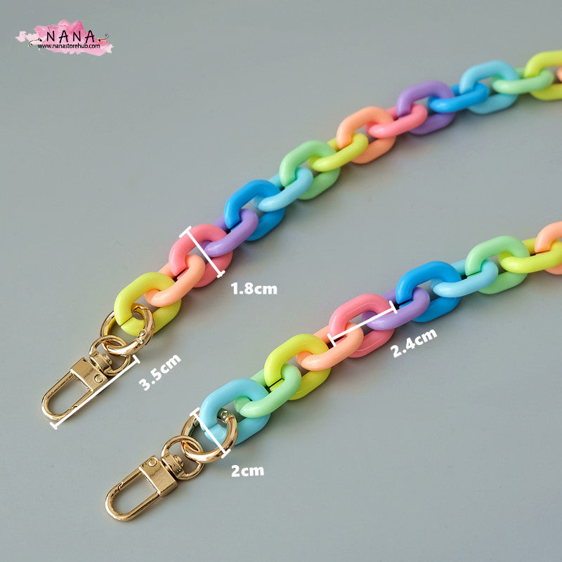 Rainbow Acrylic High Quality Purse Chain, Metal Shoulder Handbag Strap, Replacement Handle Chain, Metal Crossbody Bag Chain Strap LD-2713