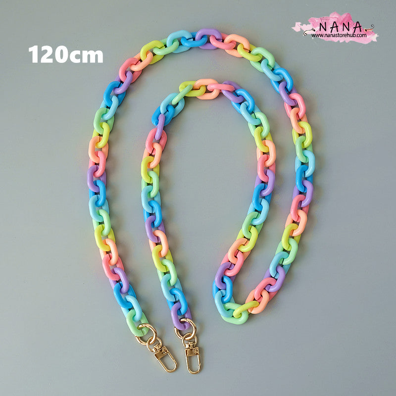 Rainbow Acrylic High Quality Purse Chain, Metal Shoulder Handbag Strap, Replacement Handle Chain, Metal Crossbody Bag Chain Strap LD-2713