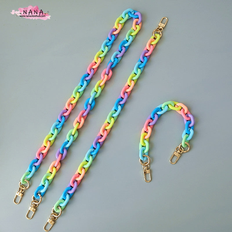 Rainbow Acrylic High Quality Purse Chain, Metal Shoulder Handbag Strap, Replacement Handle Chain, Metal Crossbody Bag Chain Strap LD-2713