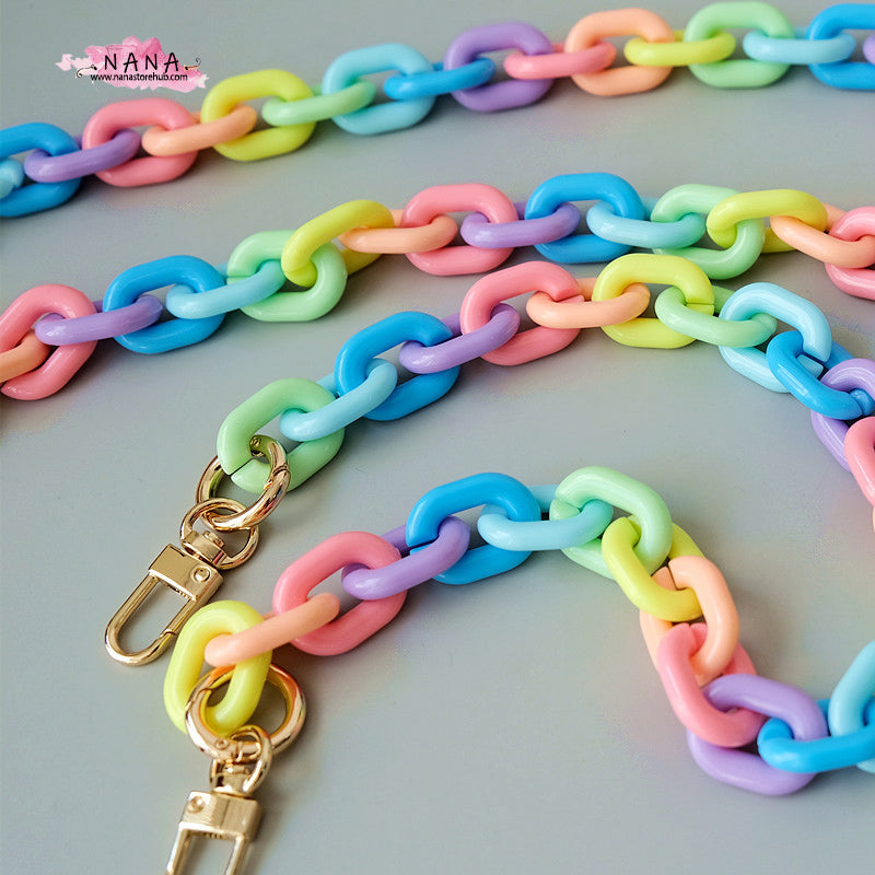 Rainbow Acrylic High Quality Purse Chain, Metal Shoulder Handbag Strap, Replacement Handle Chain, Metal Crossbody Bag Chain Strap LD-2713