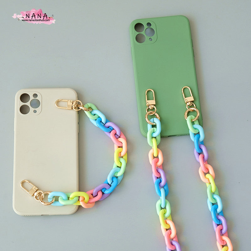 Rainbow Acrylic High Quality Purse Chain, Metal Shoulder Handbag Strap, Replacement Handle Chain, Metal Crossbody Bag Chain Strap LD-2713