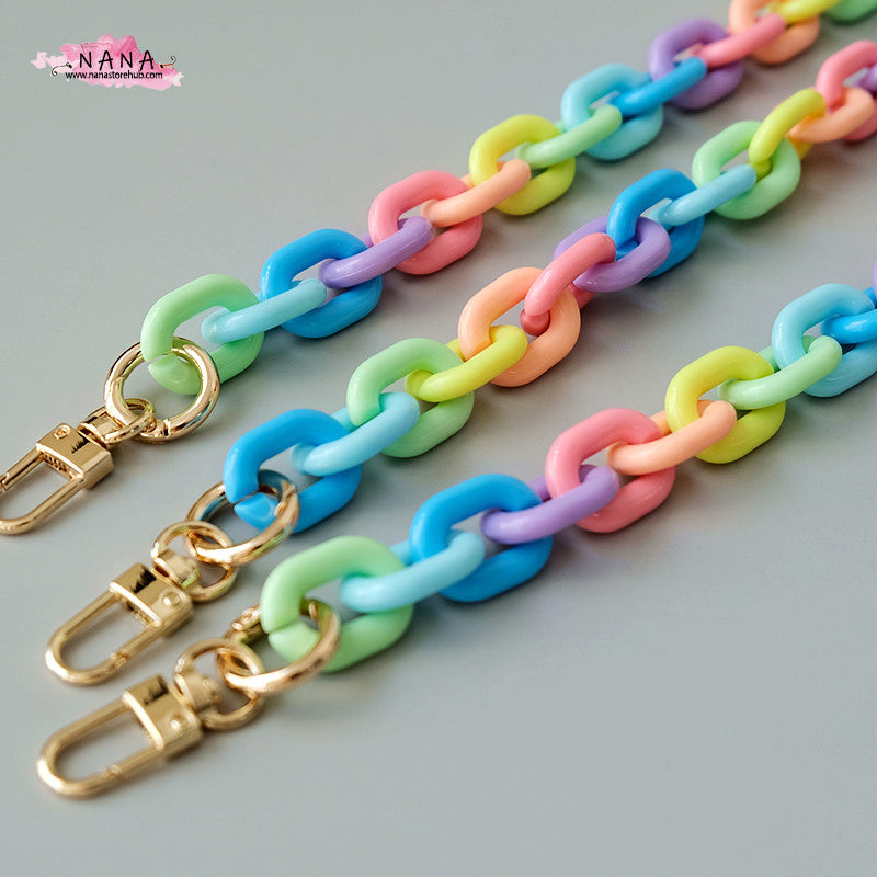 Rainbow Acrylic High Quality Purse Chain, Metal Shoulder Handbag Strap, Replacement Handle Chain, Metal Crossbody Bag Chain Strap LD-2713