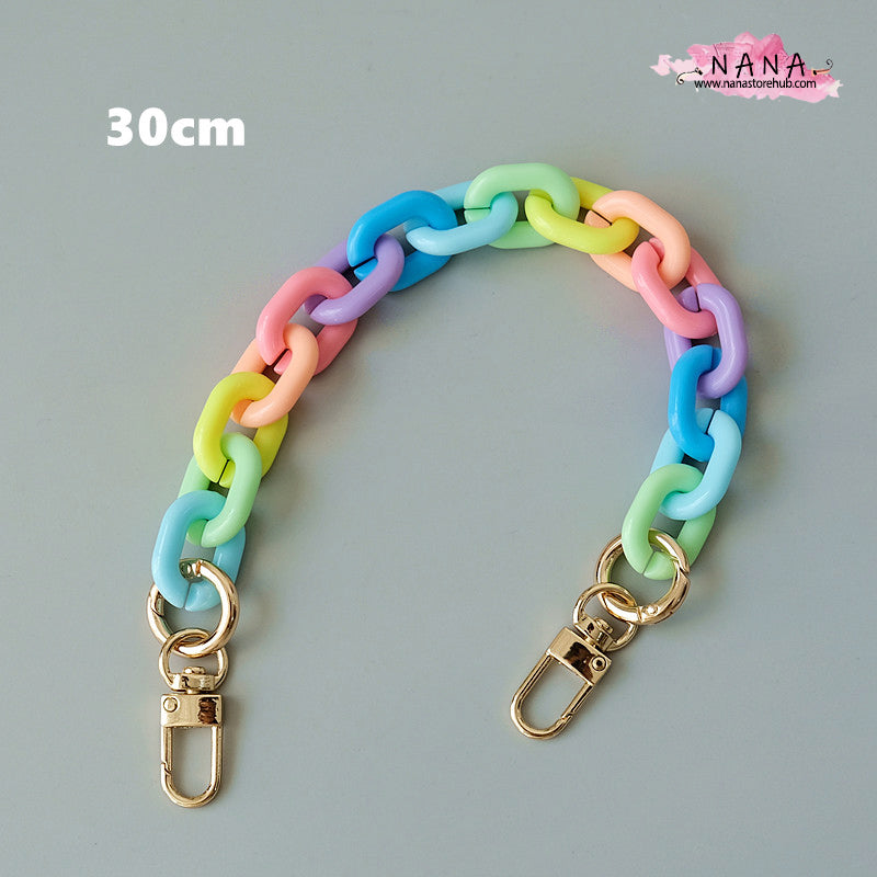 Rainbow Acrylic High Quality Purse Chain, Metal Shoulder Handbag Strap, Replacement Handle Chain, Metal Crossbody Bag Chain Strap LD-2713