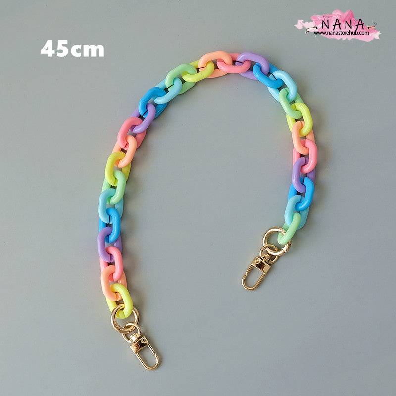 Rainbow Acrylic High Quality Purse Chain, Metal Shoulder Handbag Strap, Replacement Handle Chain, Metal Crossbody Bag Chain Strap LD-2713