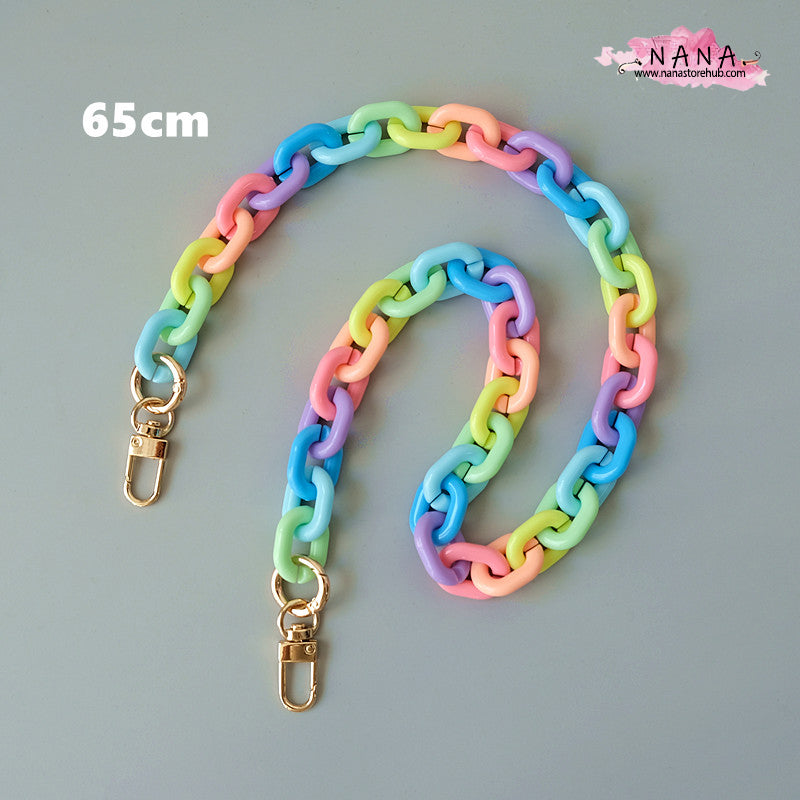 Rainbow Acrylic High Quality Purse Chain, Metal Shoulder Handbag Strap, Replacement Handle Chain, Metal Crossbody Bag Chain Strap LD-2713