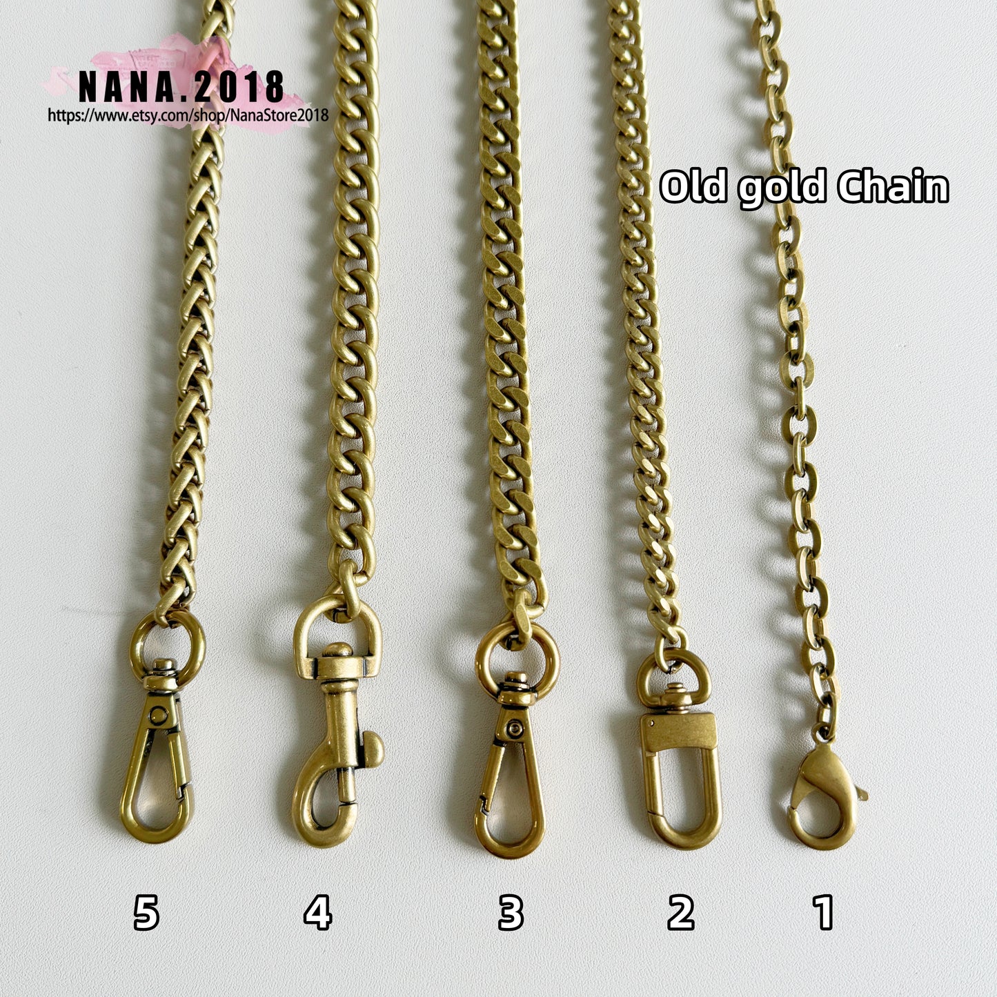 Old Gold High Quality Purse Chain Strap,Alloy and Iron, Metal Shoulder Handbag Strap,Purse Replacement Chains,bag accessories, JD-2716