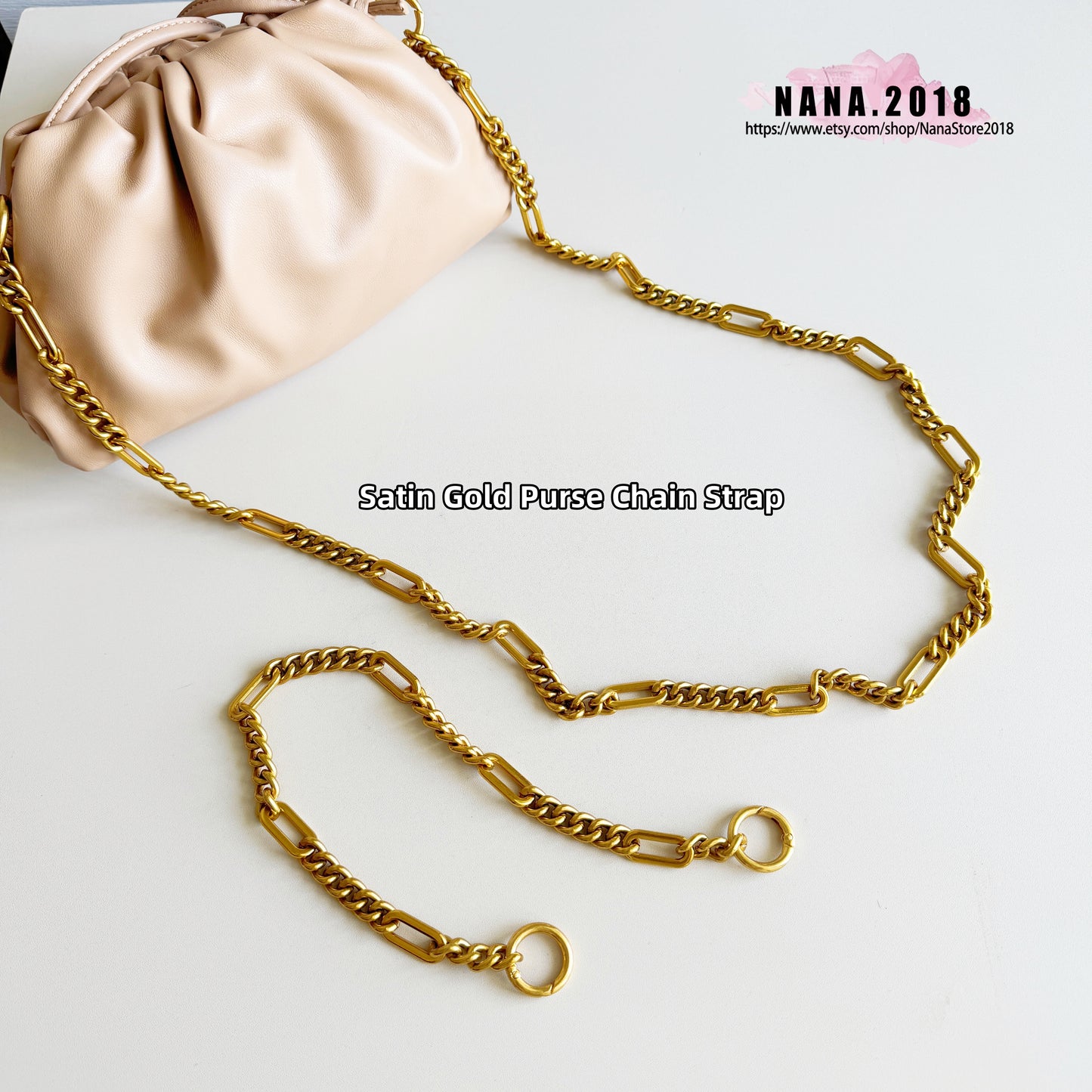 High Quality Satin Gold Purse Chain Strap,Alloy and Iron,Metal Shoulder Handbag Strap,Purse Replacement Chains,bag accessories, JD-2731