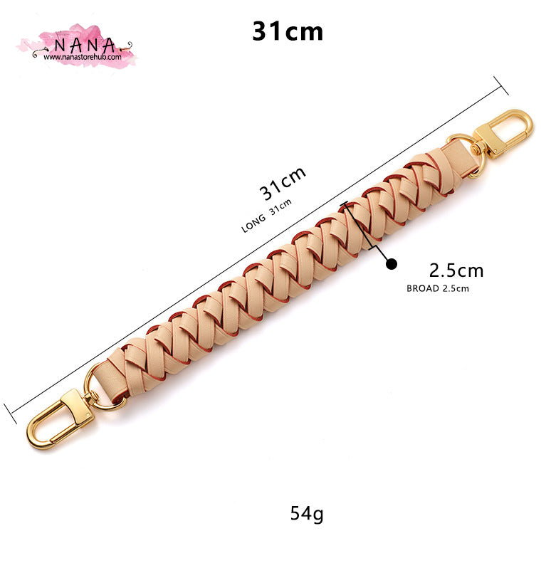 2.5CM Apricot High Quality Woven Vegetable tanned cowhide Handele,Metal Shoulder Handbag Strap,Purse Replacement,bag accessories,C41/JD-3032