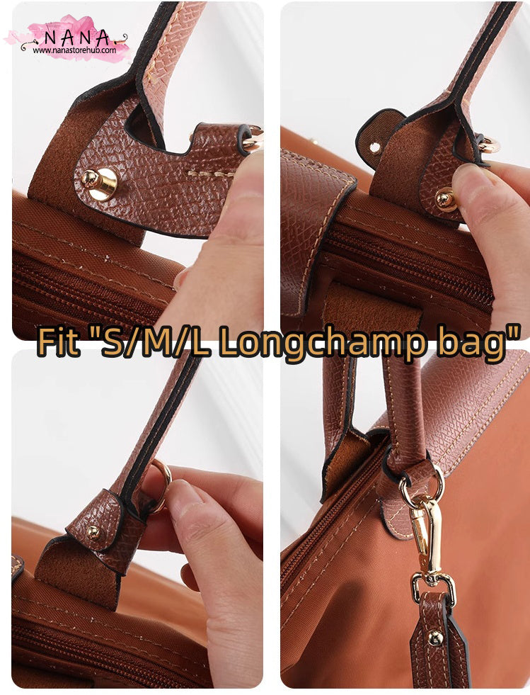 High Quality Leather Wrapping,Fit "S/M/L Longchamp bag"Leather Shoulder Handbag Strap,Replacement Handle,Metal Crossbody Strap,LD-3042