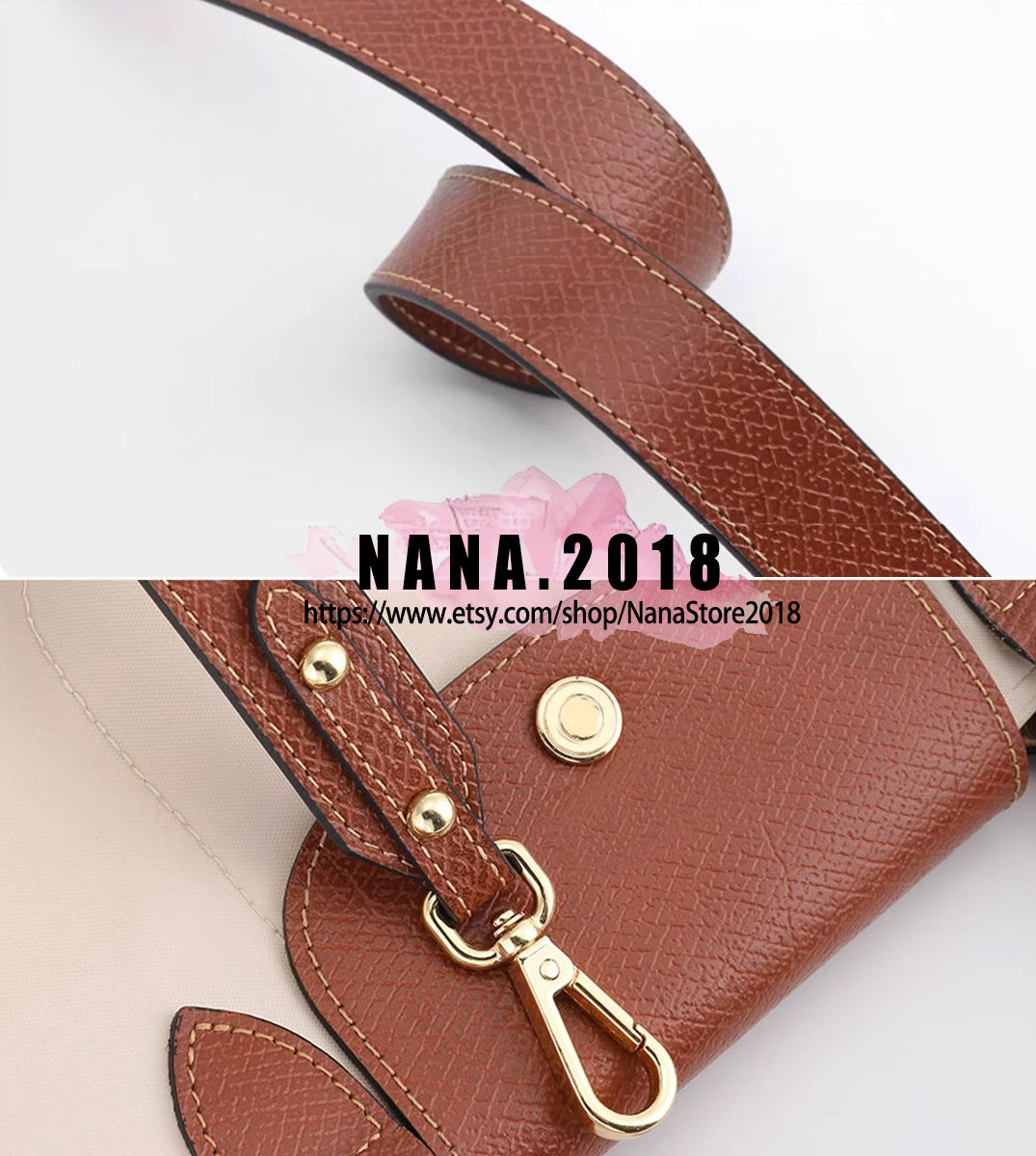 High Quality Leather Wrapping,Fit "Longchamp SAMLL/MEDIUM/LARGE bag"Leather Shoulder Handbag Strap,Metal Crossbody Bag Chain StrapLD-3042-1