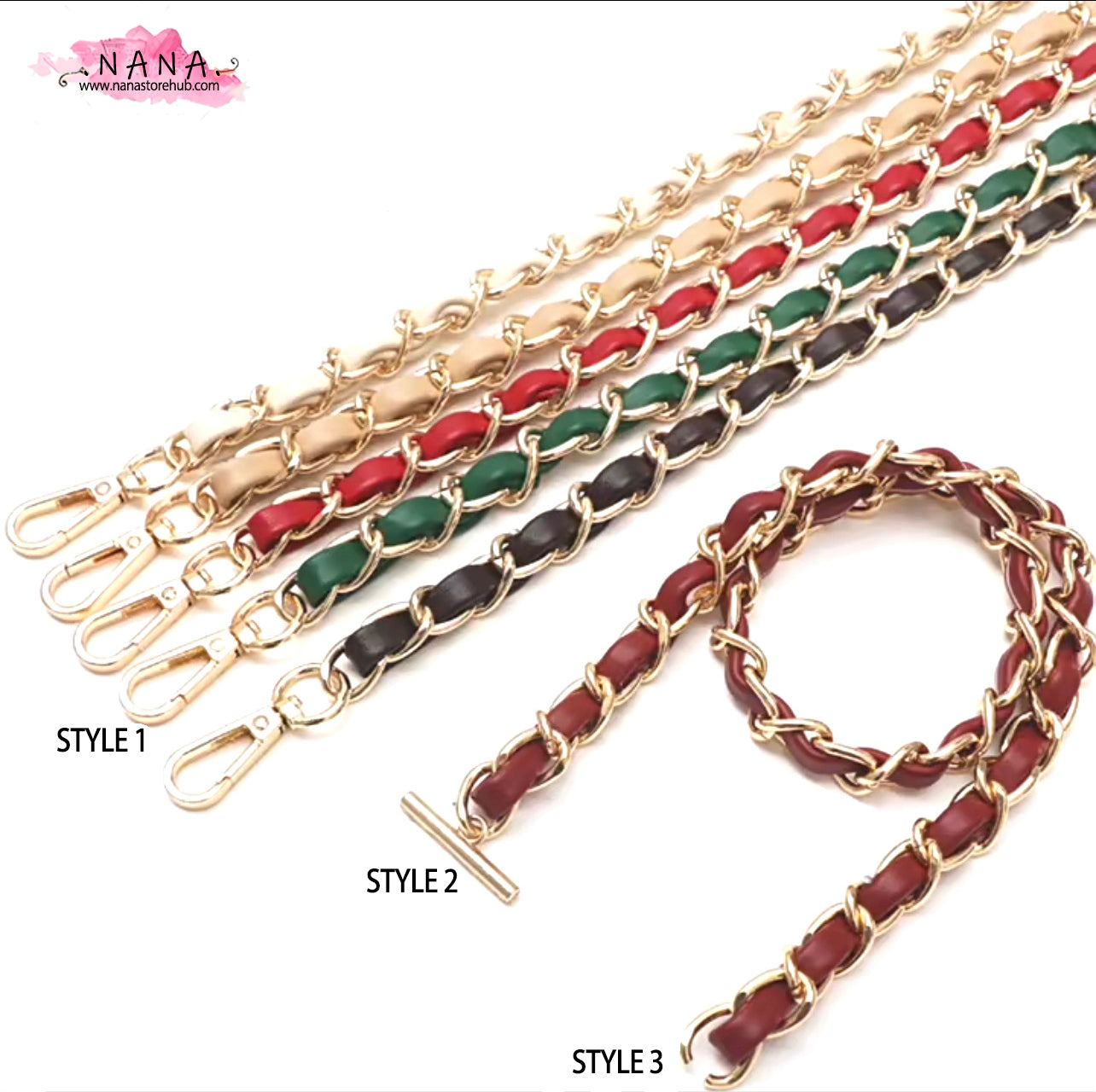 12 Color, 11mm High Quality Purse Chain,Copper and PU Leather, Metal Shoulder Handbag Strap,Bag Strap, Bag Accessories, JD-3064