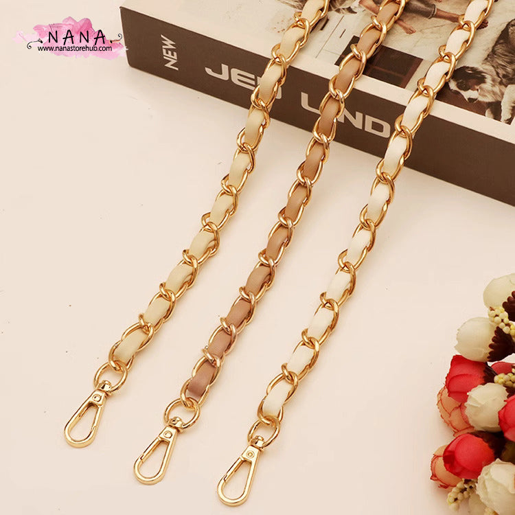 12 Color, 11mm High Quality Purse Chain,Copper and PU Leather, Metal Shoulder Handbag Strap,Bag Strap, Bag Accessories, JD-3064