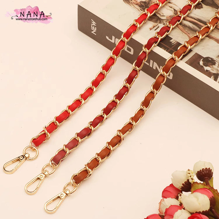 12 Color, 11mm High Quality Purse Chain,Copper and PU Leather, Metal Shoulder Handbag Strap,Bag Strap, Bag Accessories, JD-3064