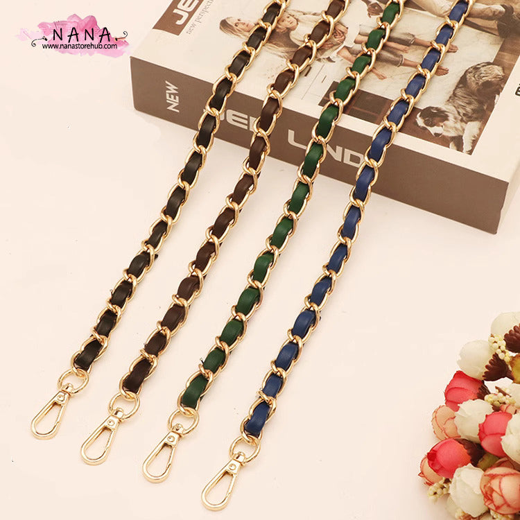 12 Color, 11mm High Quality Purse Chain,Copper and PU Leather, Metal Shoulder Handbag Strap,Bag Strap, Bag Accessories, JD-3064