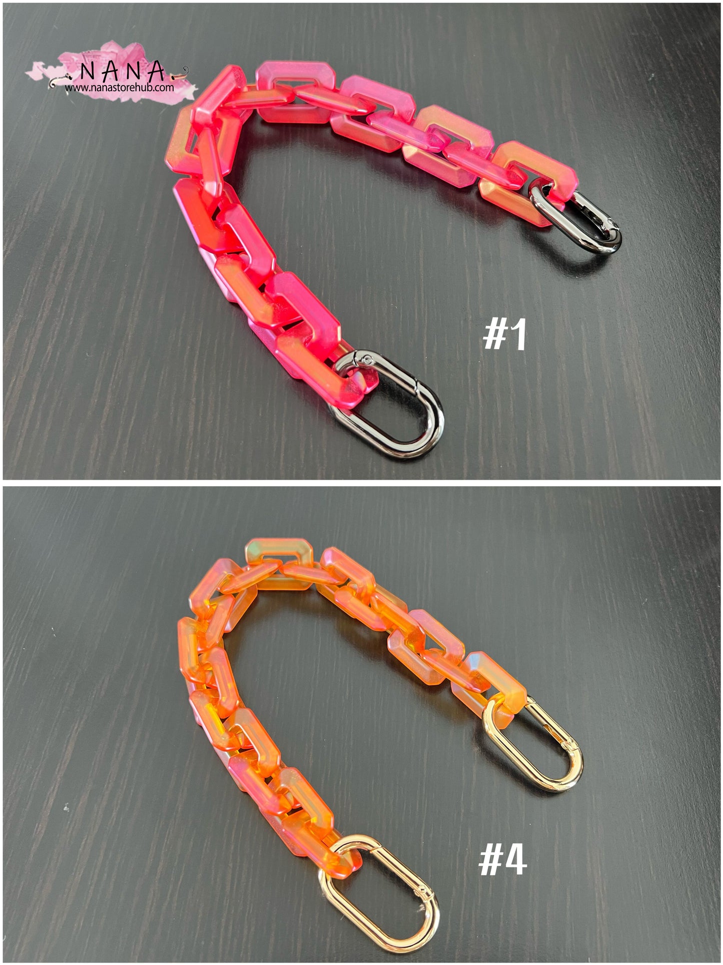 Rubber Neon Acrylic High Quality Purse Chain,Metal Shoulder Handbag Strap,Replacement Handle Chain,Metal Crossbody Bag Chain Strap LD-3087